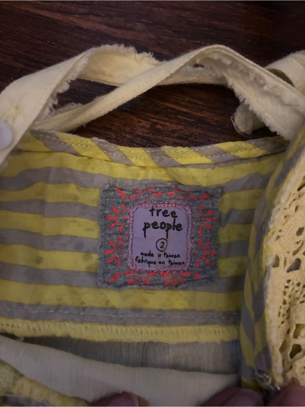 Women's Lace-Top Striped Camisole Tank - Yellow & White Free people - Picture 3 of 7